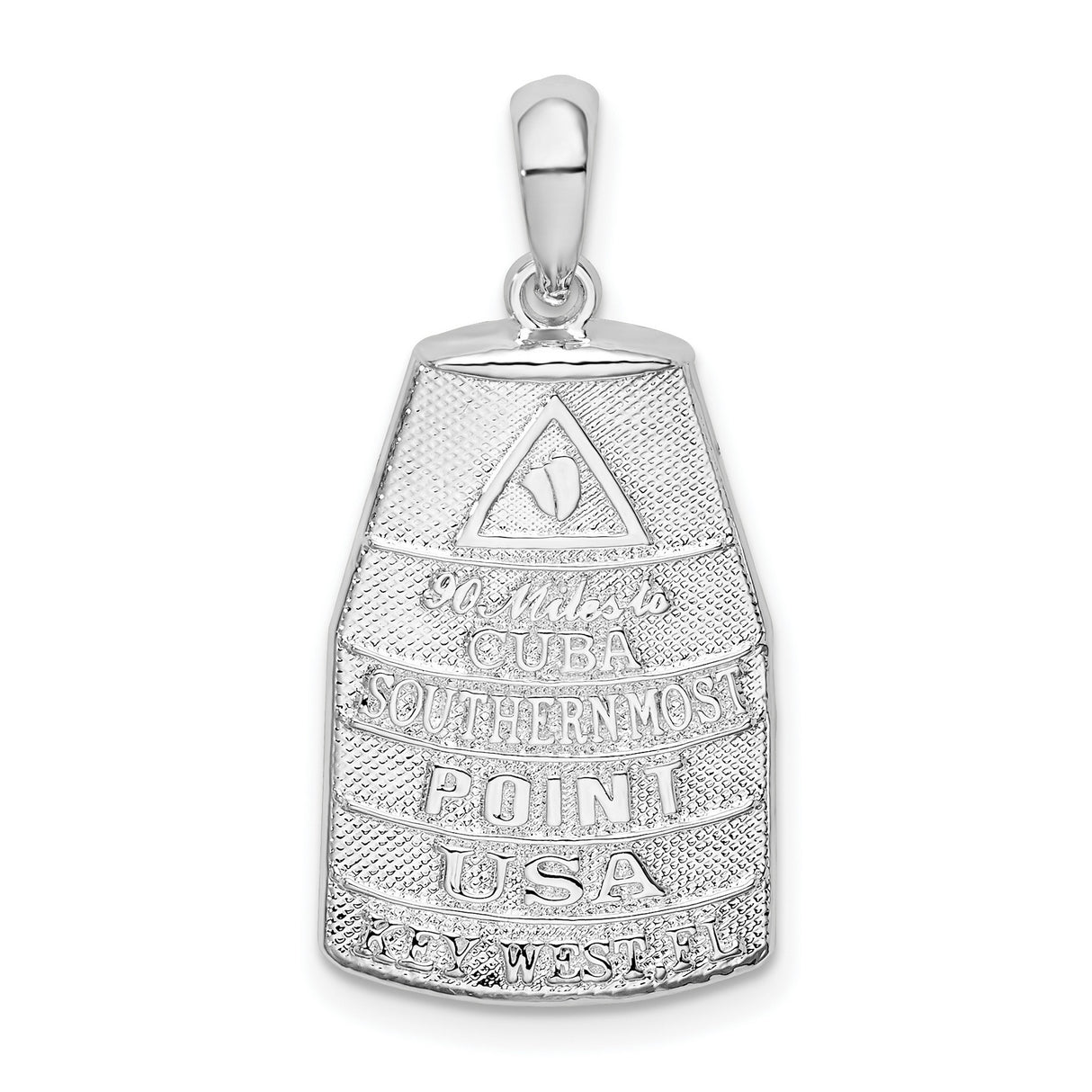 Sterling Silver Pendant, Southernmost Point with 90 Miles to Cuba Engraving, Key West Travel Charm