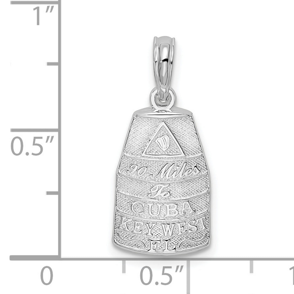 Sterling Silver Key West Pendant with 90 Miles to Cuba Engraving, Southernmost Point Charm