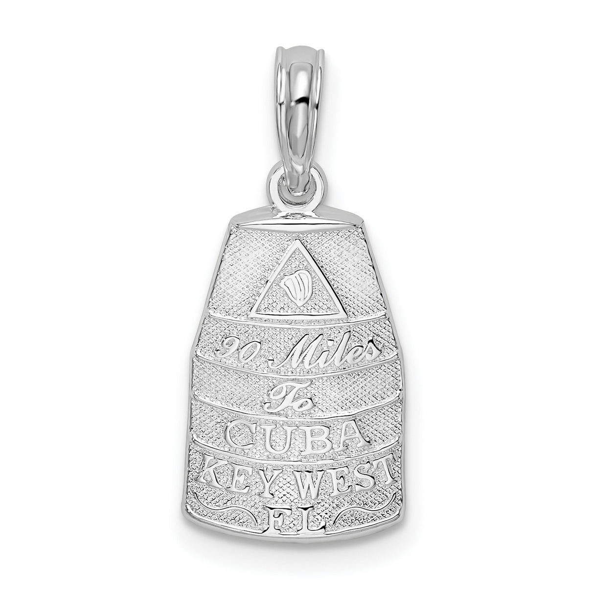 Sterling Silver Key West Pendant with 90 Miles to Cuba Engraving, Southernmost Point Charm