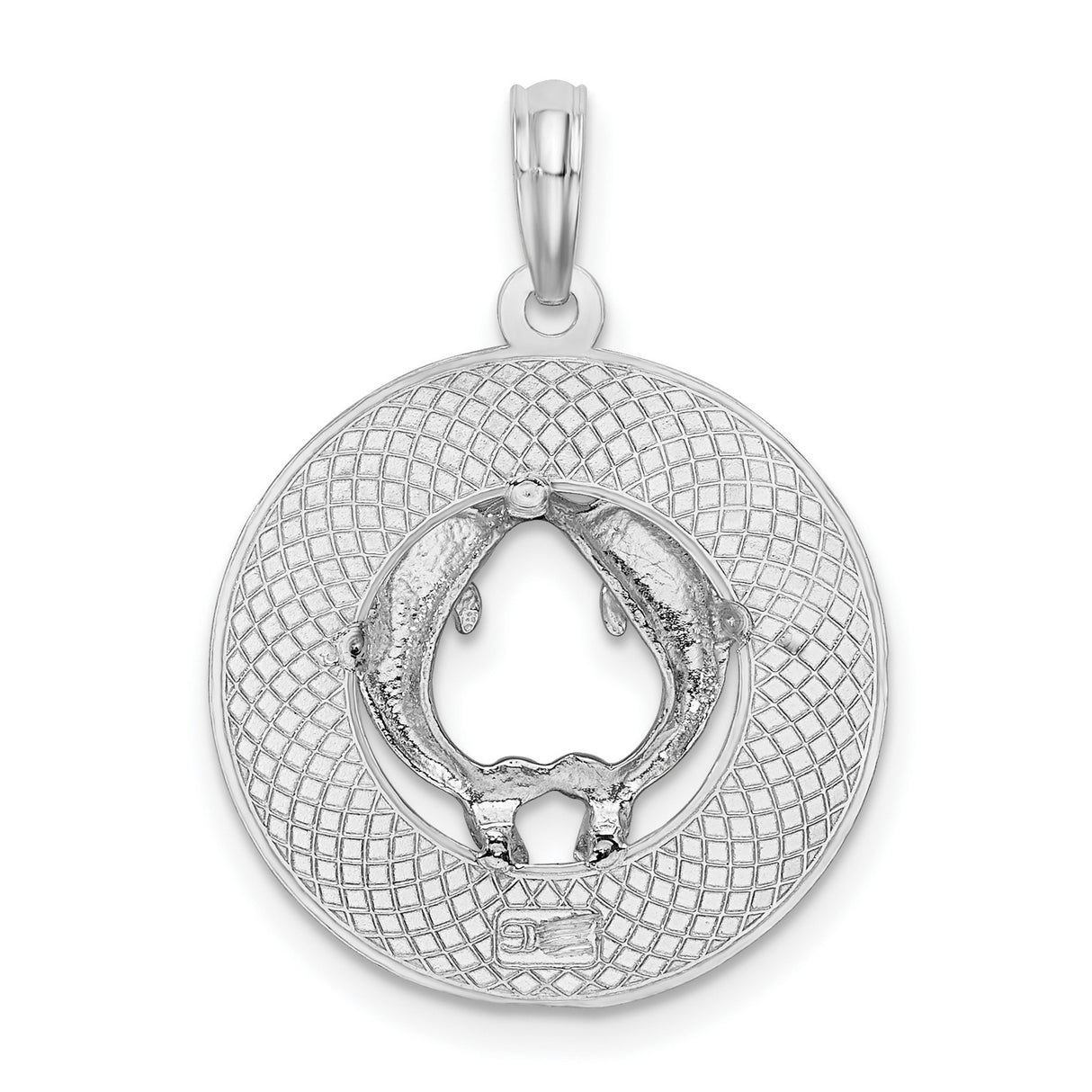 Sterling Silver Dolphin Pendant Forming Heart Shape with Key West Text, Nautical Jewelry