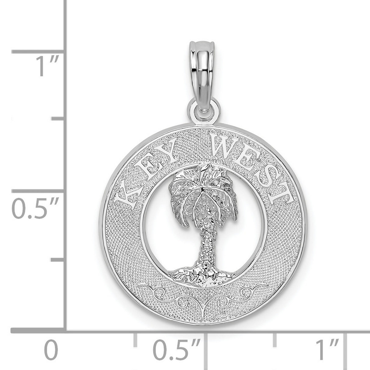 Sterling Silver Palm Tree Pendant, Textured Island Charm, Tropical Beach and Ocean Theme