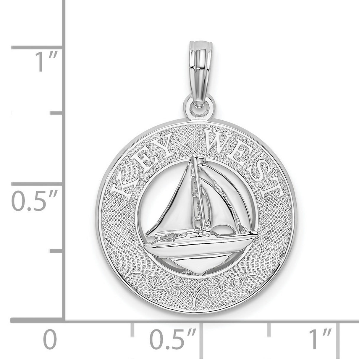 Sterling Silver Key West Pendant with Sailboat Design, Nautical Travel Theme