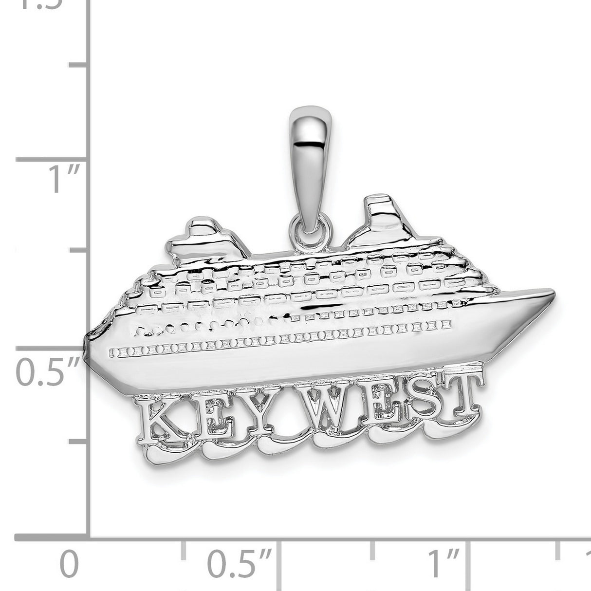 Sterling Silver Cruise Ship Pendant with Key West Lettering, Nautical Travel Charm