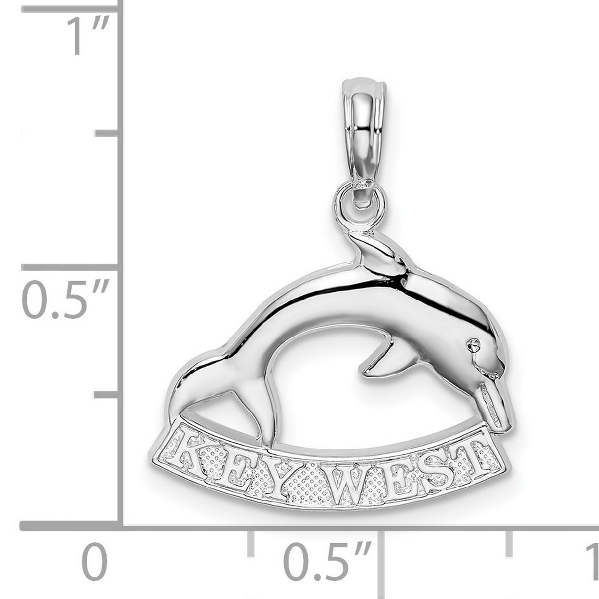 Sterling Silver Dolphin Pendant with Key West Engraving, Nautical Ocean Theme