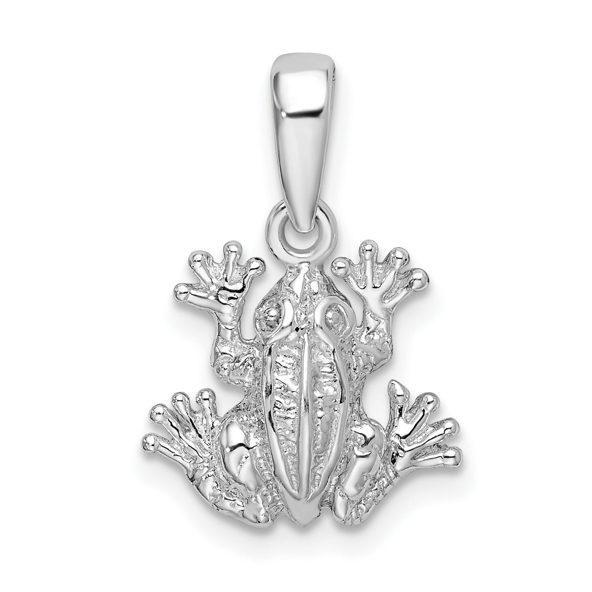 Sterling Silver Frog Pendant with Textured Limbs, Symbolic Animal Charm for Good Luck and Renewal