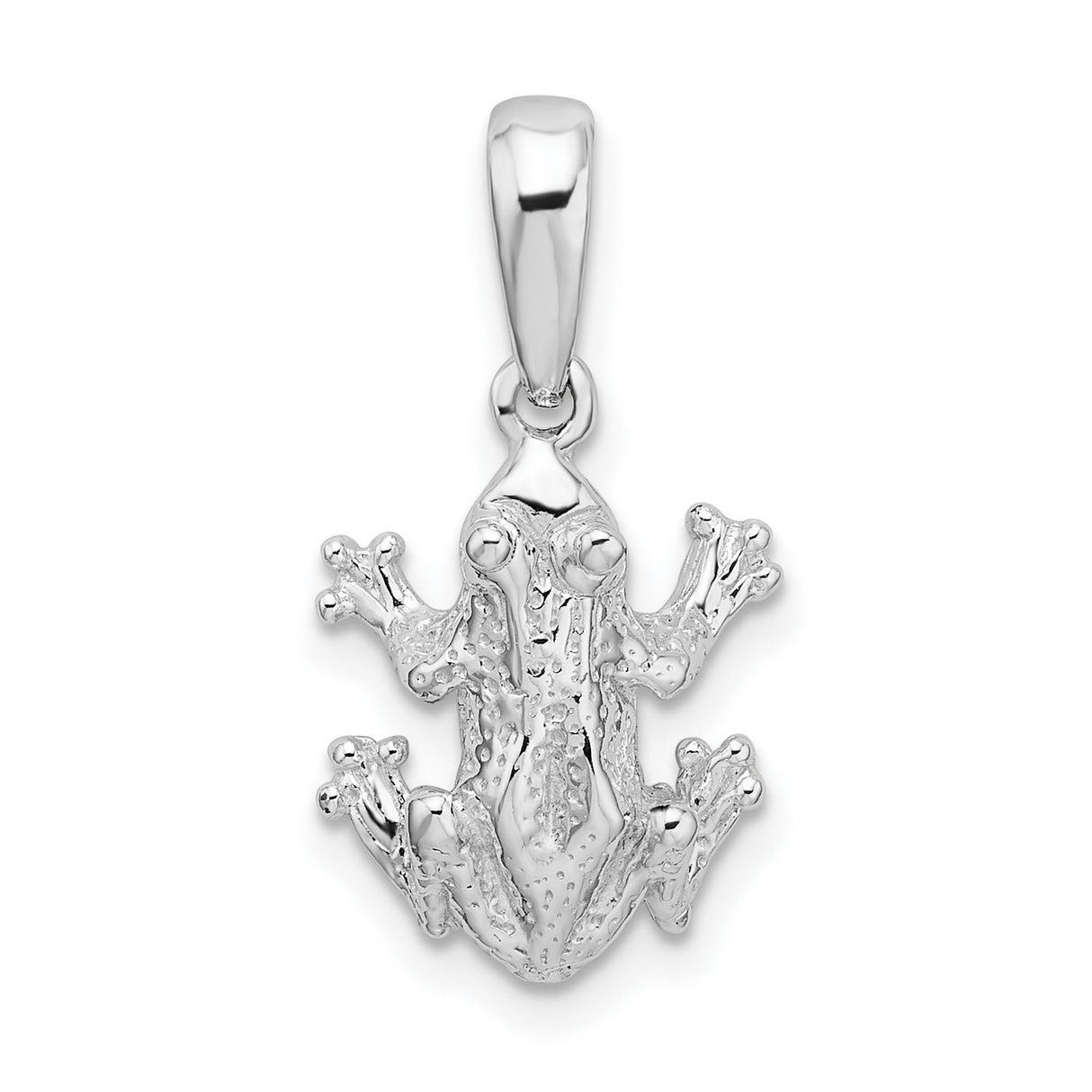 Sterling Silver Frog Pendant with Textured Detailing, Nature Totem Jewelry for Renewal and Luck