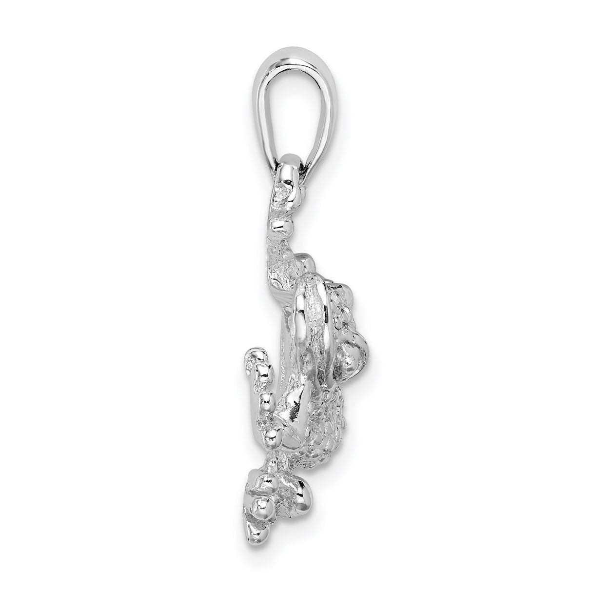 Sterling Silver Frog Pendant with Textured Design, Nature-Inspired Animal Totem Charm