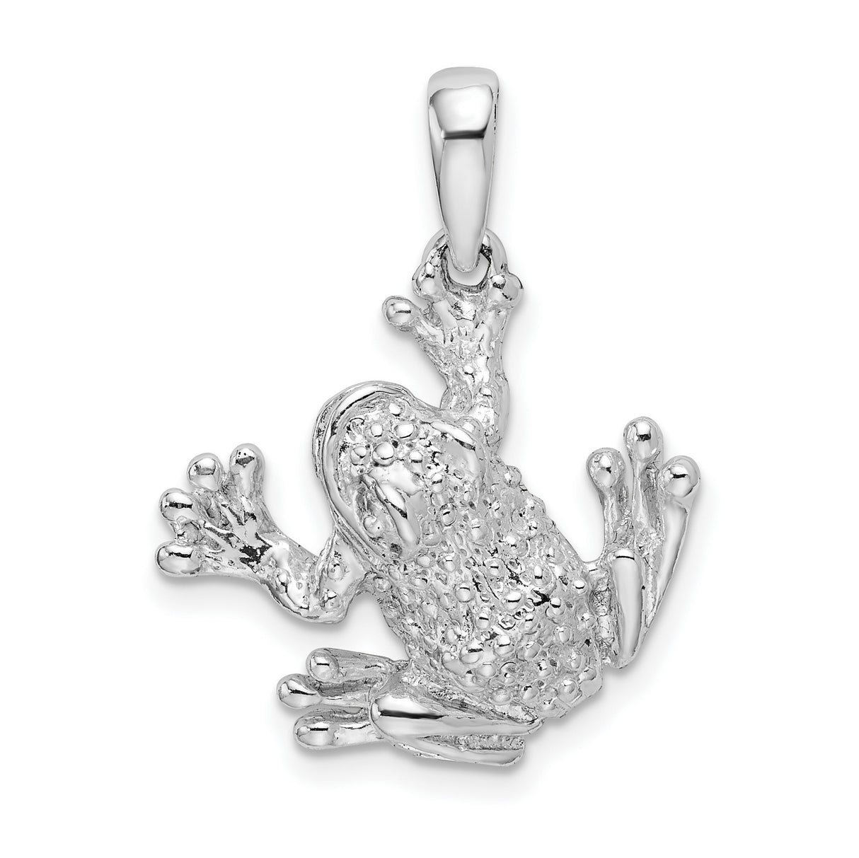 Sterling Silver Frog Pendant with Textured Design, Nature-Inspired Animal Totem Charm