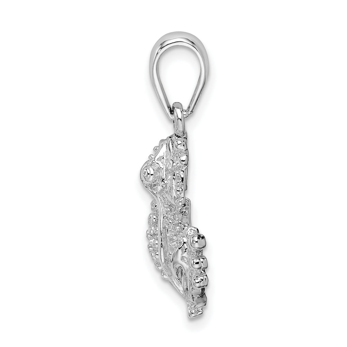 Sterling Silver Frog Pendant with Textured Detail, Animal Totem Jewelry for Women or Unisex Wear