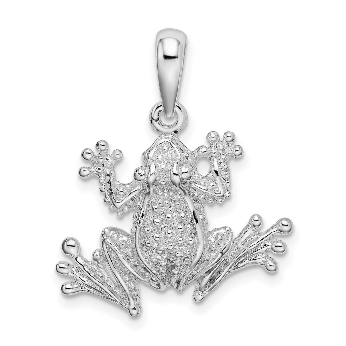 Sterling Silver Frog Pendant with Textured Detail, Animal Totem Jewelry for Women or Unisex Wear