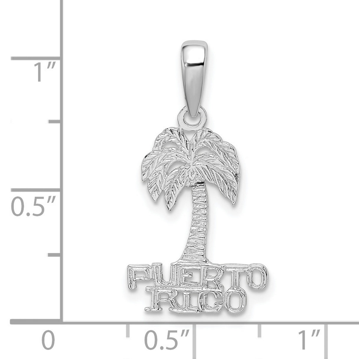 Sterling Silver Puerto Rico Pendant with Palm Tree Design, Caribbean Travel Charm