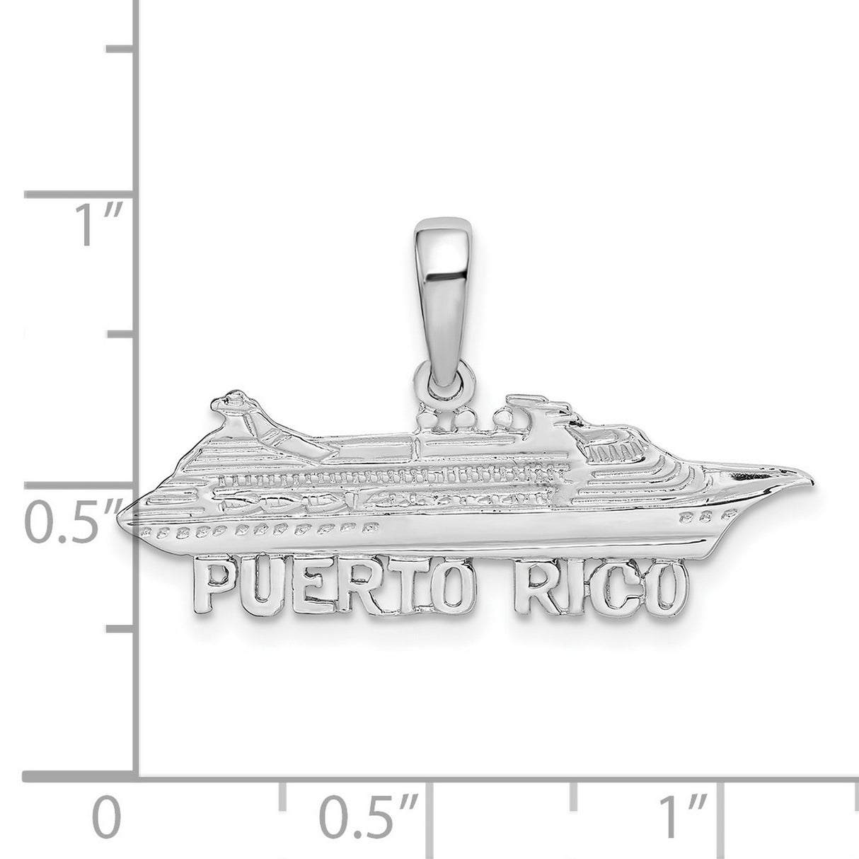 Sterling Silver Cruise Ship Pendant with Puerto Rico Nautical Travel Theme