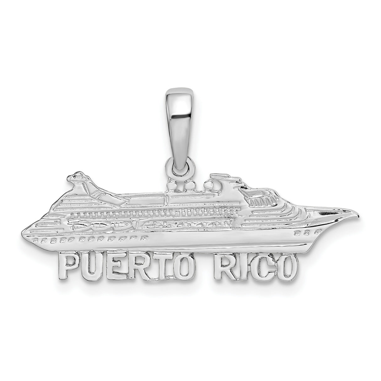 Sterling Silver Cruise Ship Pendant with Puerto Rico Nautical Travel Theme