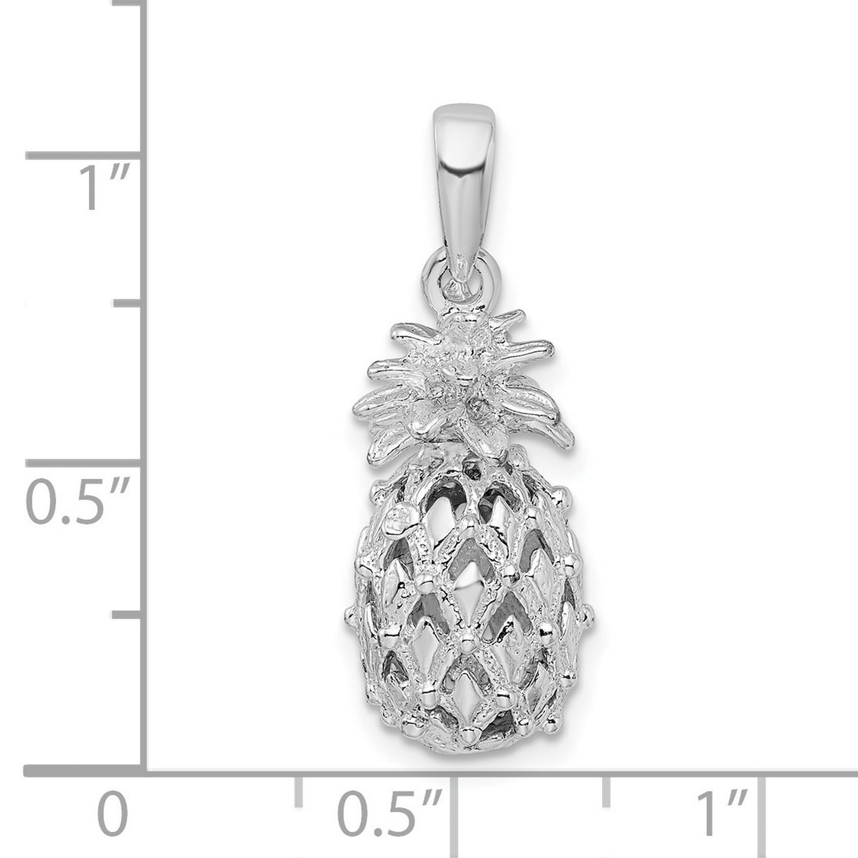 Sterling Silver Pineapple Pendant Charm with 3D Tropical Fruit Design, Island Style Jewelry
