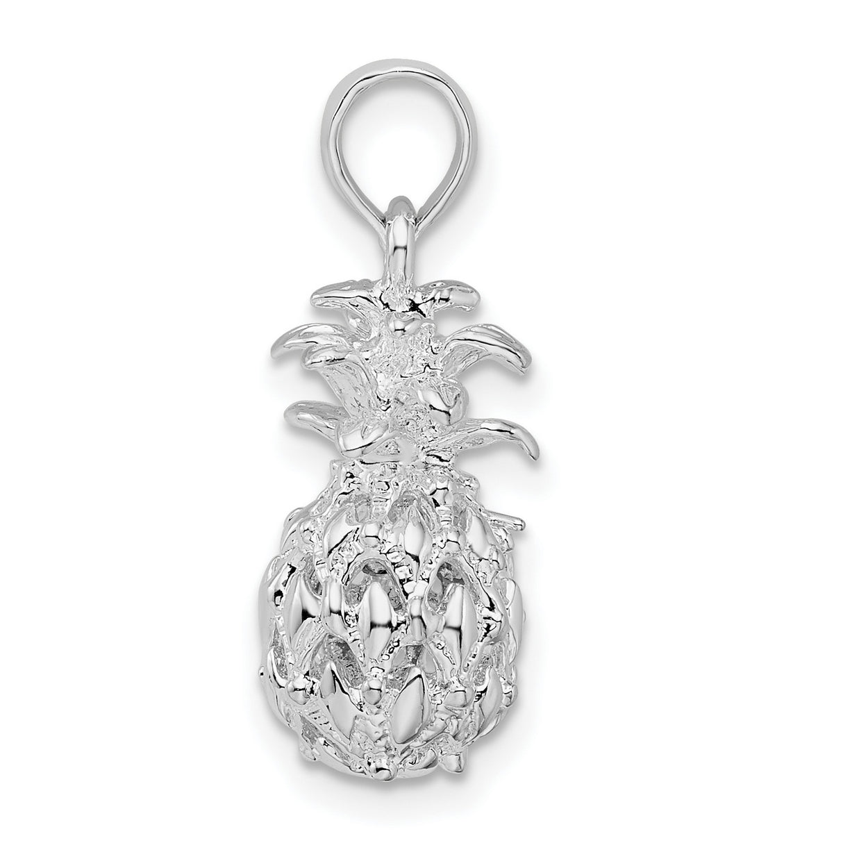 Sterling Silver Pineapple Pendant with 3D Cut-Out Tropical Design for Women