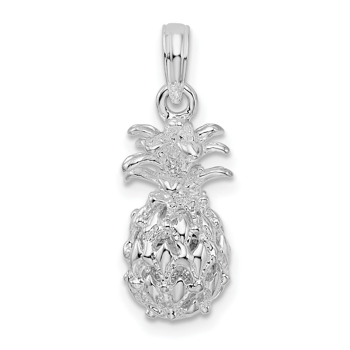 Sterling Silver Pineapple Pendant with 3D Cut-Out Tropical Design for Women