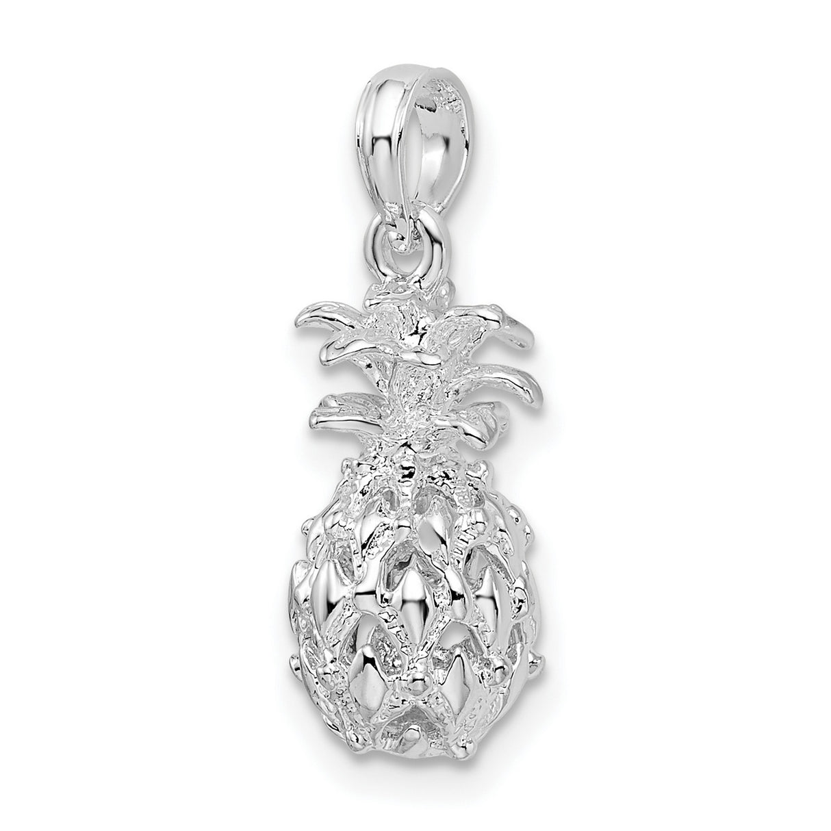 Sterling Silver Pineapple Pendant with 3D Cut-Out Tropical Design for Women