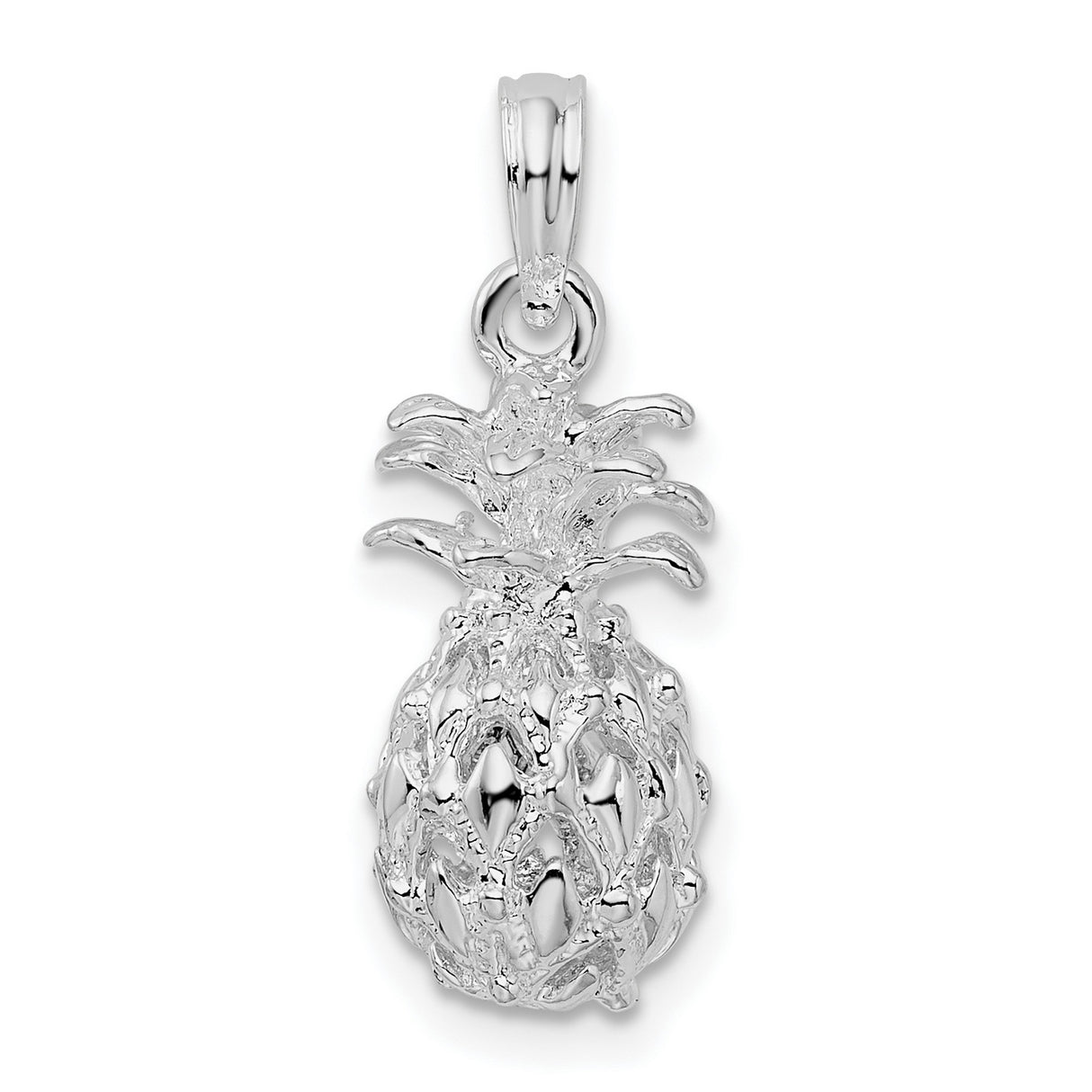 Sterling Silver Pineapple Pendant with 3D Cut-Out Tropical Design for Women