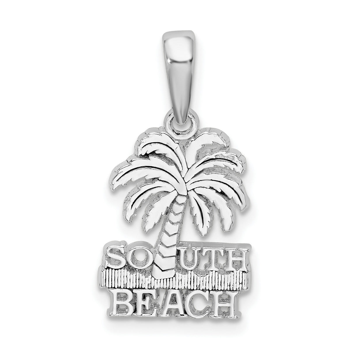 Sterling Silver Palm Tree Pendant, Tropical Beach Vacation Jewelry for Women or Unisex Wear