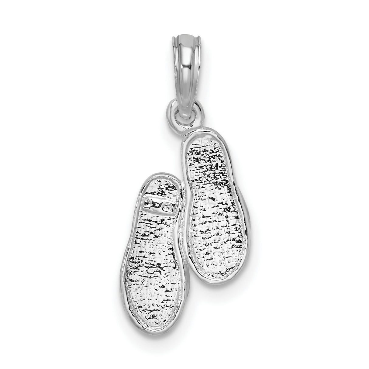Sterling Silver Flip Flop Pendant with Textured Sandal Design, Beach Charm for Women