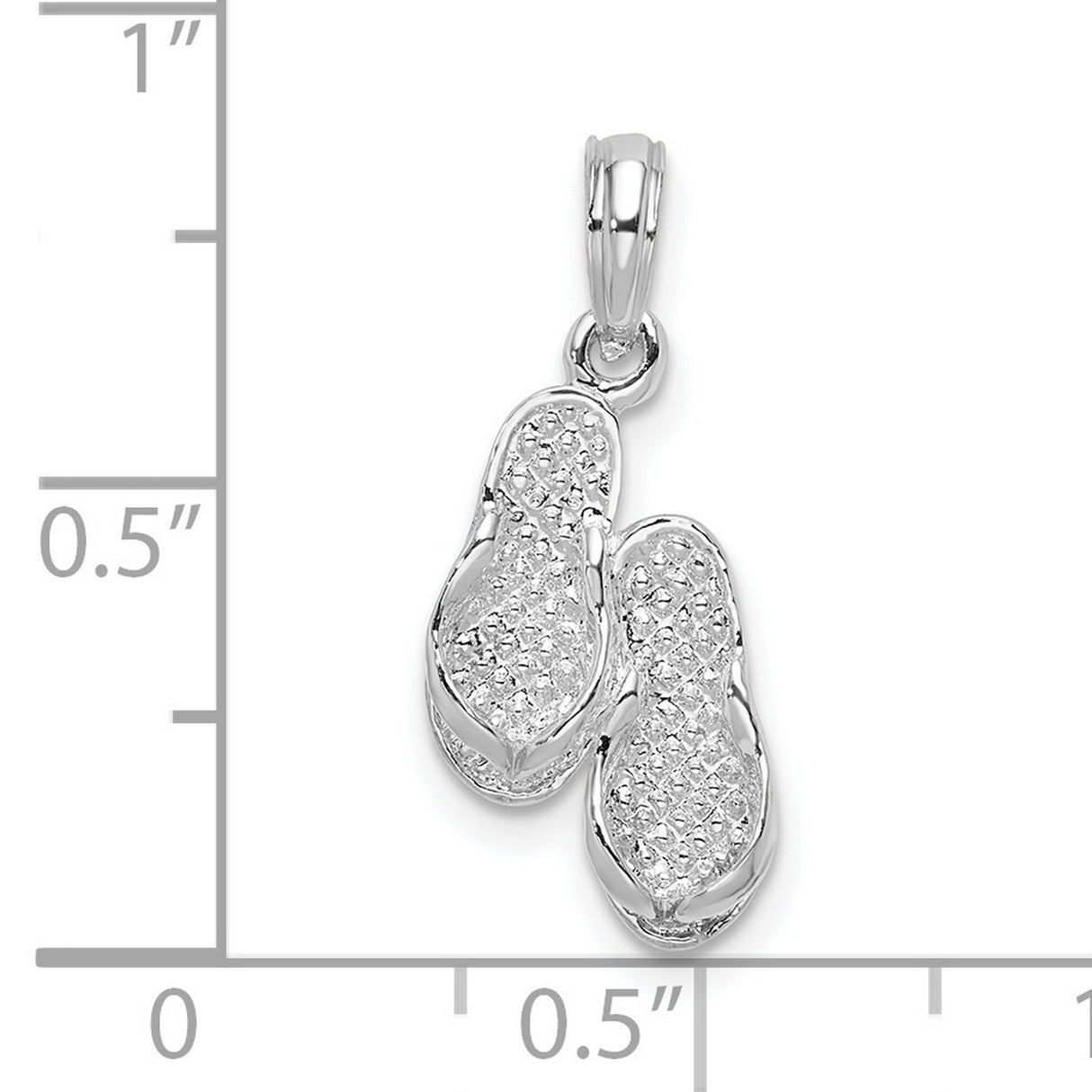 Sterling Silver Flip Flop Pendant with Textured Sandal Design, Beach Charm for Women