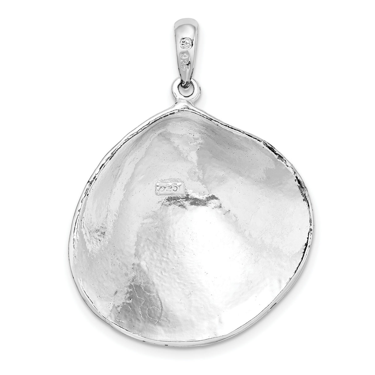Sterling Silver Seashell Pendant with Detailed Clam Shell Design, Ocean-Inspired Jewelry