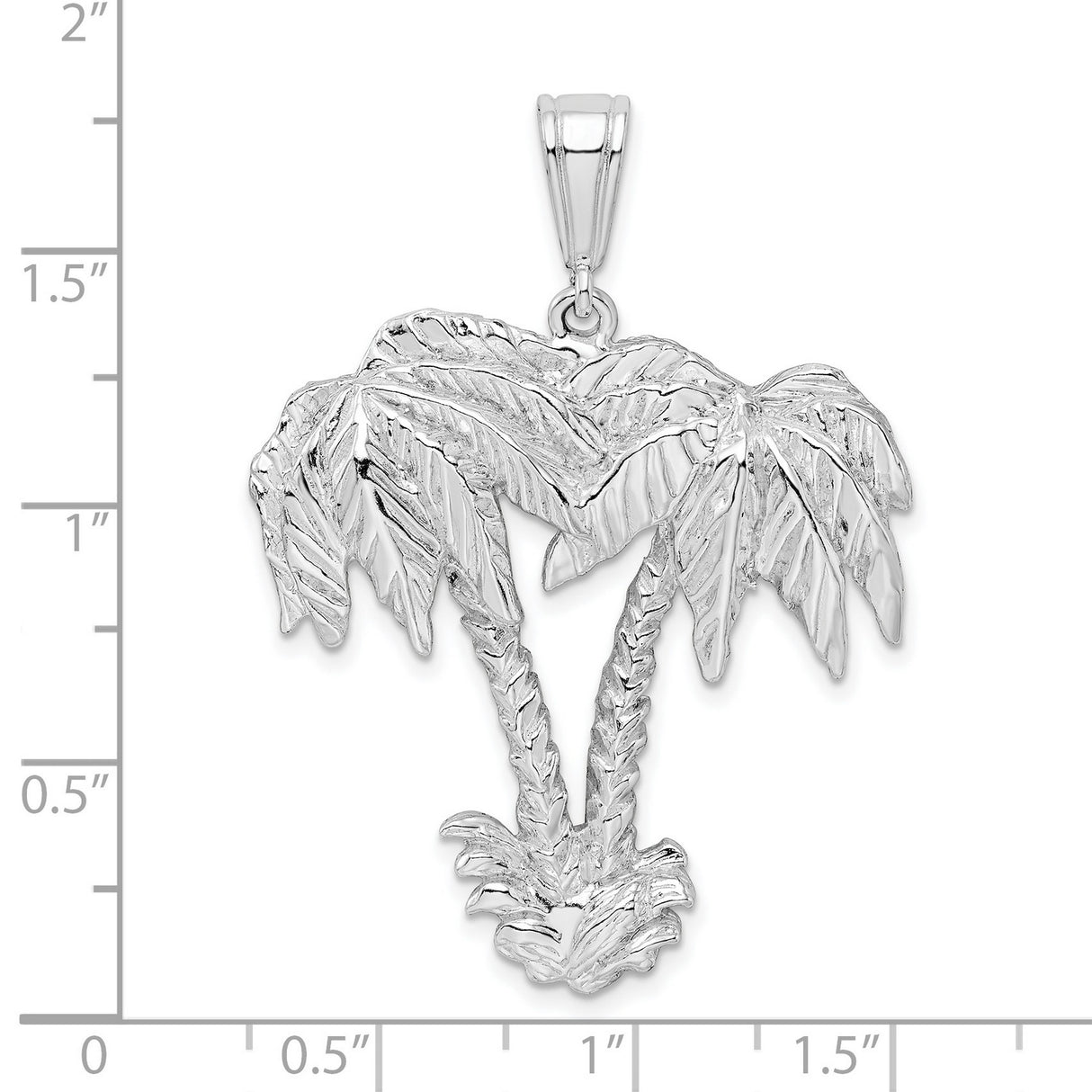 Sterling Silver Palm Tree Pendant with Two Detailed Palms, Tropical Island Charm