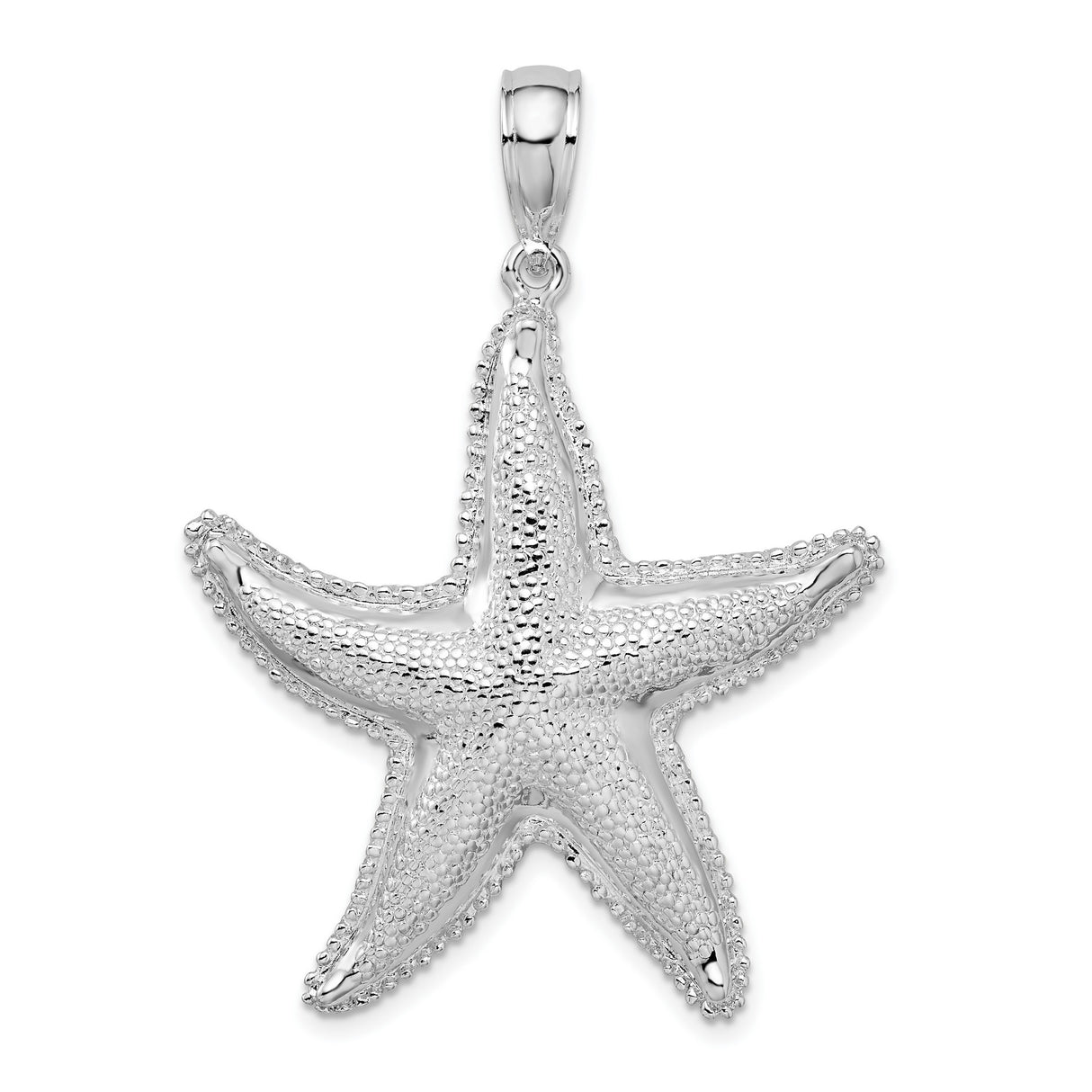 Sterling Silver Starfish Pendant, Textured Nautical Design, Coastal Sea Life Theme for Women