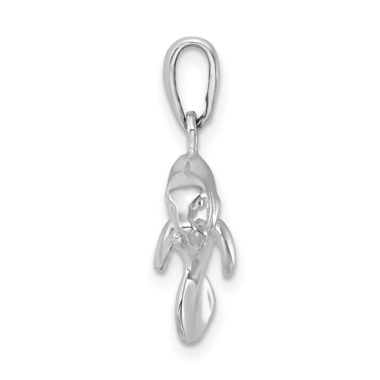 Sterling Silver Manatee Pendant, Detailed Ocean Animal Charm for Women and Unisex Wear