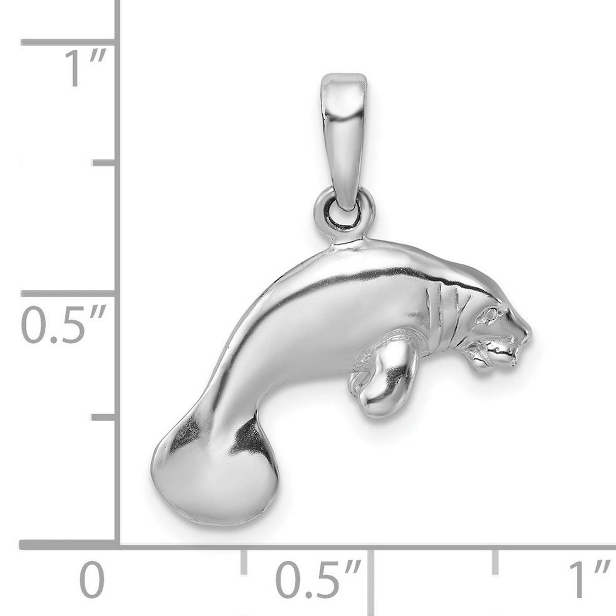 Sterling Silver Manatee Pendant, Detailed Ocean Animal Charm for Women and Unisex Wear