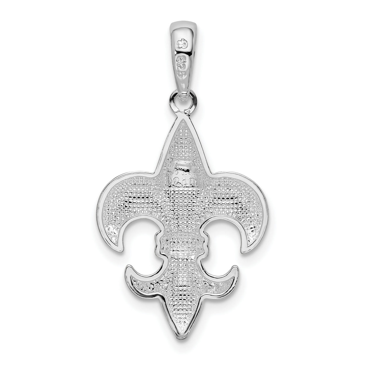 Polished Medium Fleur de Lis Charm Pendant in Real 925 Sterling Silver