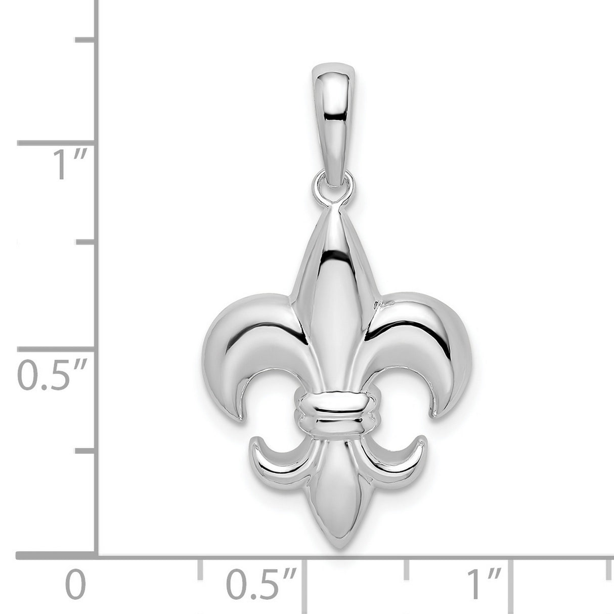 Polished Medium Fleur de Lis Charm Pendant in Real 925 Sterling Silver