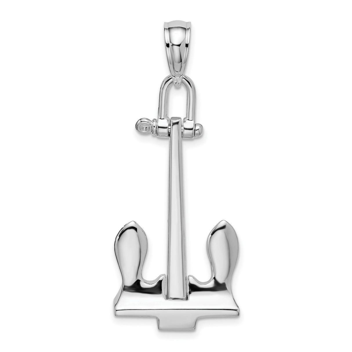 Sterling Silver Anchor Pendant, Polished 3D Nautical Symbol of Strength and Hope for Men and Unisex Wear