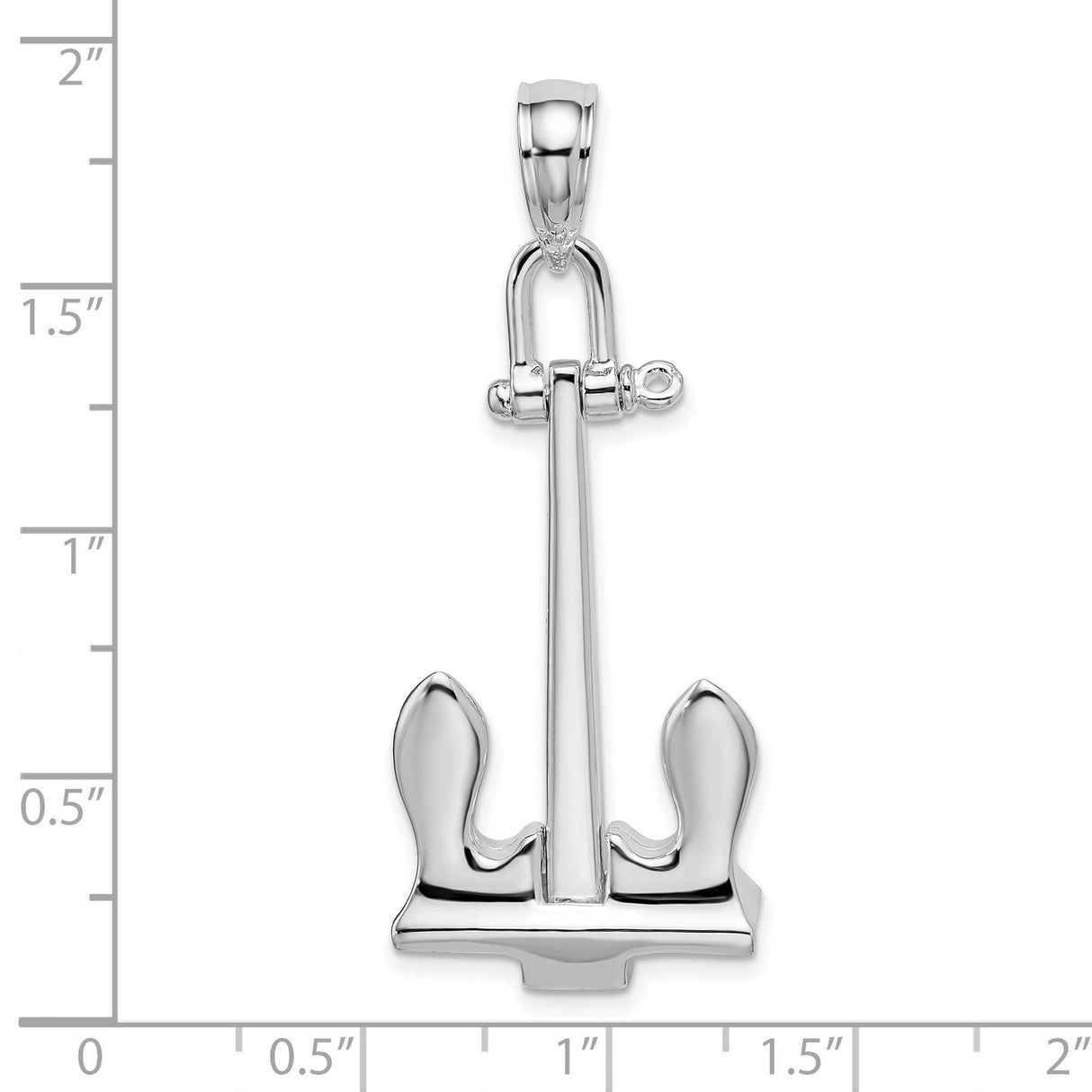 Sterling Silver Anchor Pendant, Polished 3D Nautical Symbol of Strength and Hope for Men and Unisex Wear