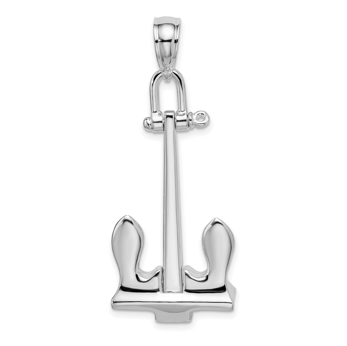 Sterling Silver Anchor Pendant, Polished 3D Nautical Symbol of Strength and Hope for Men and Unisex Wear