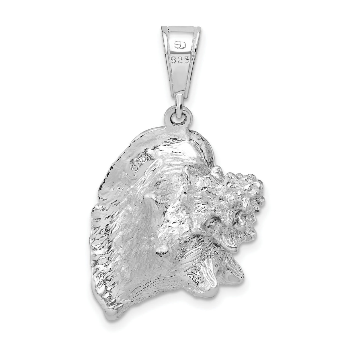 Sterling Silver Conch Shell Pendant, Realistic Ocean-Inspired Seashell, Nautical Beach Charm