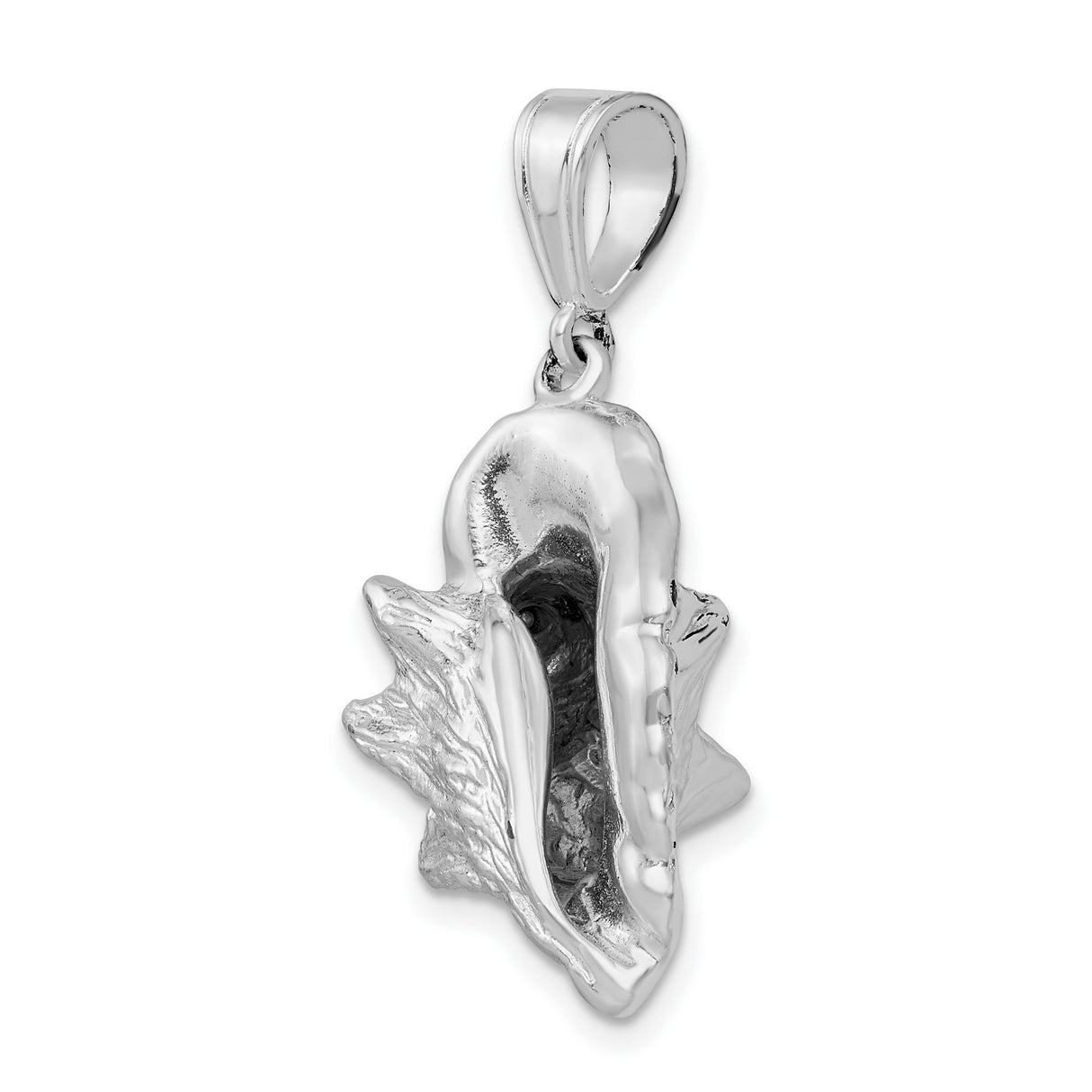 Sterling Silver Conch Shell Pendant, Realistic Ocean-Inspired Seashell, Nautical Beach Charm