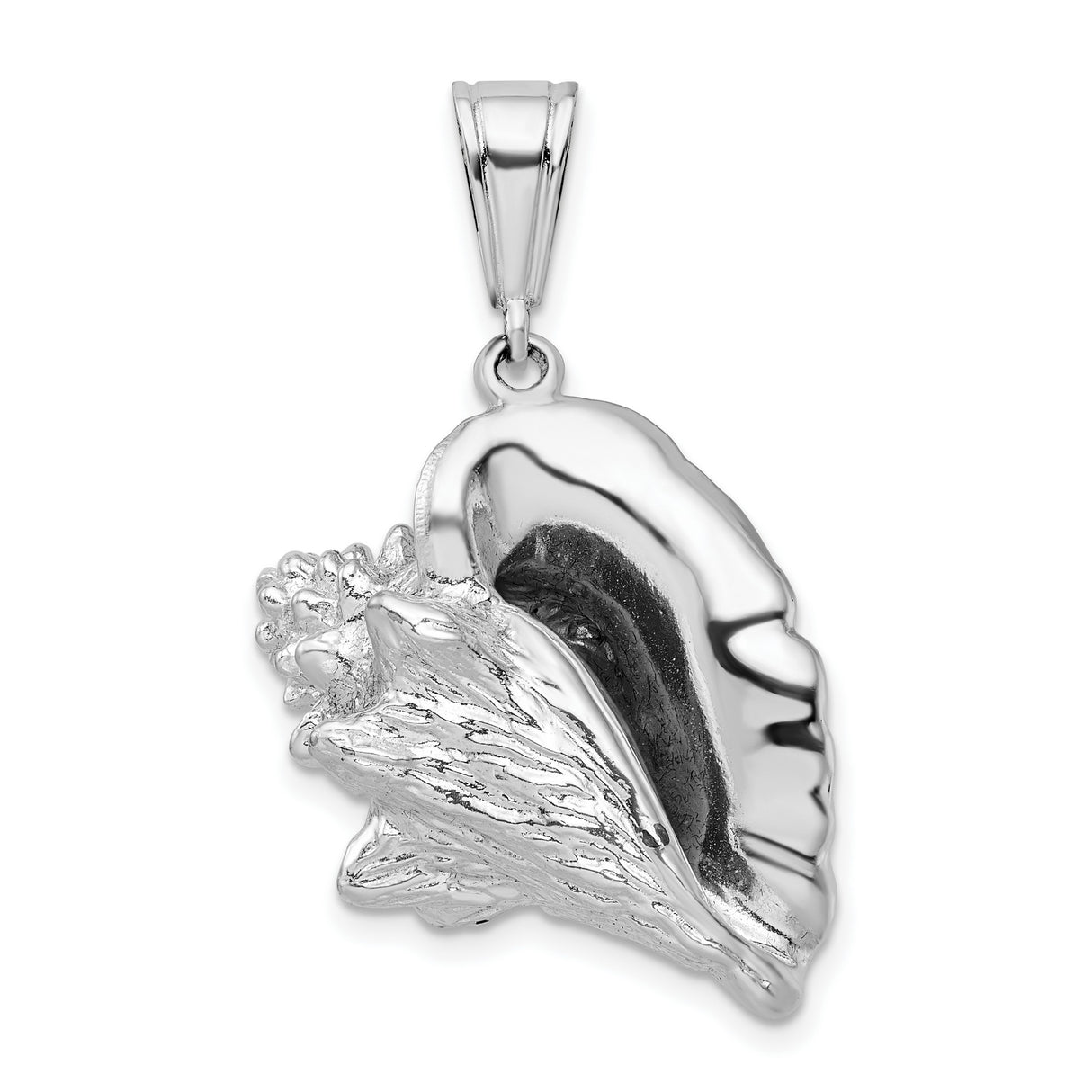 Sterling Silver Conch Shell Pendant, Realistic Ocean-Inspired Seashell, Nautical Beach Charm