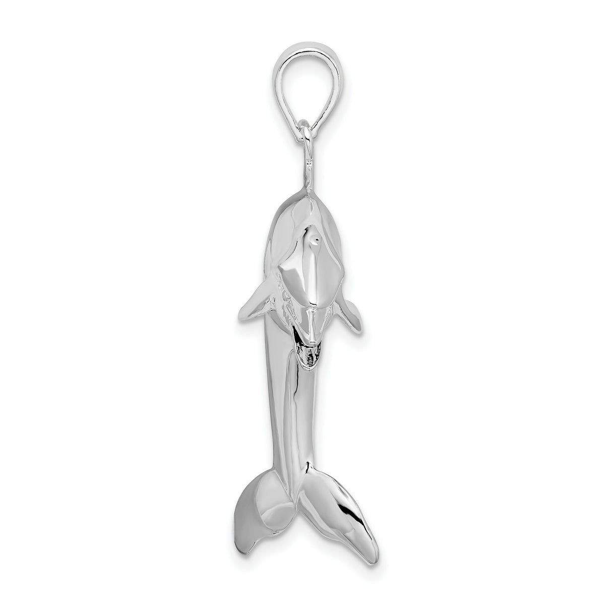 Sterling Silver Dolphin Pendant, Polished 3D Jumping Design, Ocean Life Inspired Jewelry