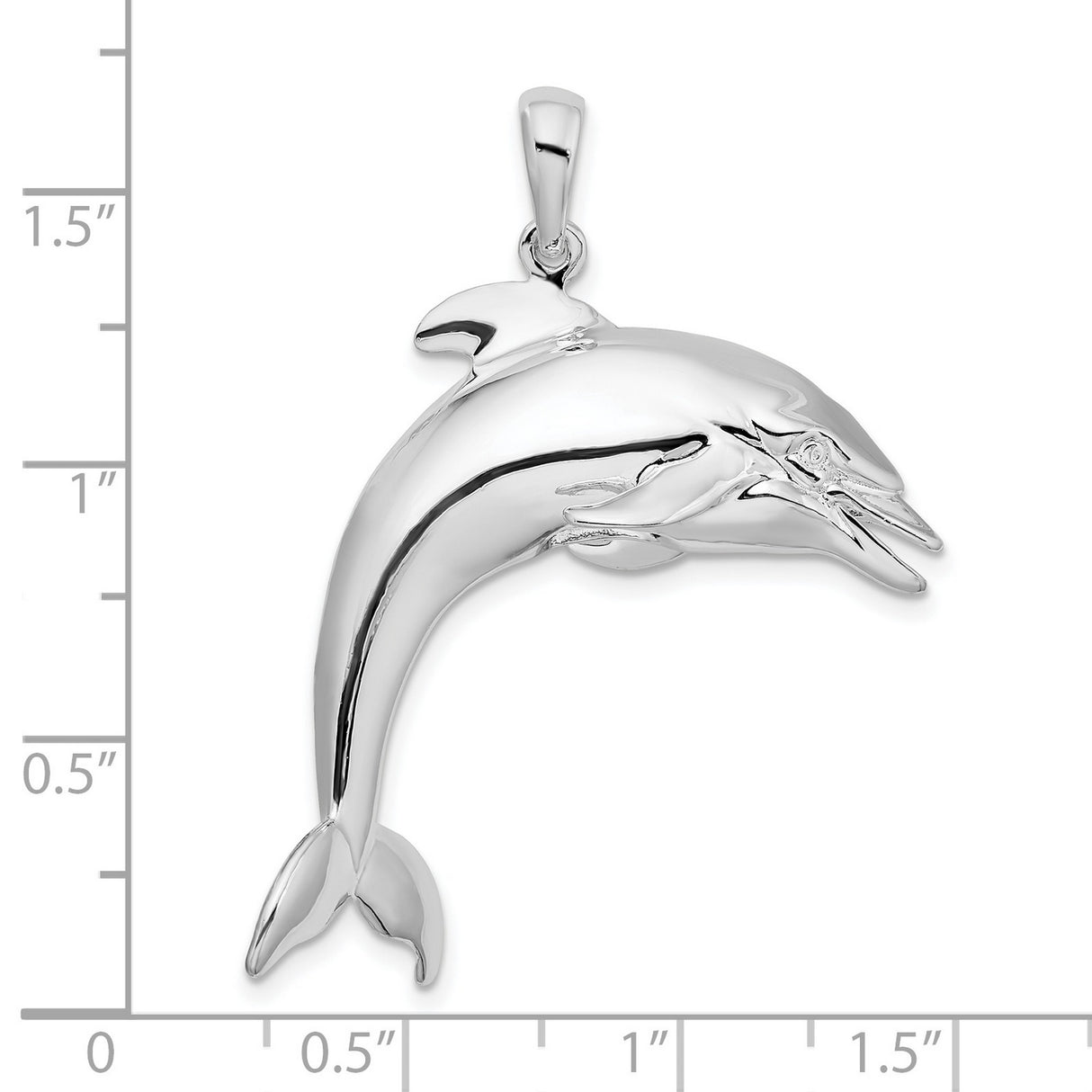 Sterling Silver Dolphin Pendant, Polished 3D Jumping Design, Ocean Life Inspired Jewelry