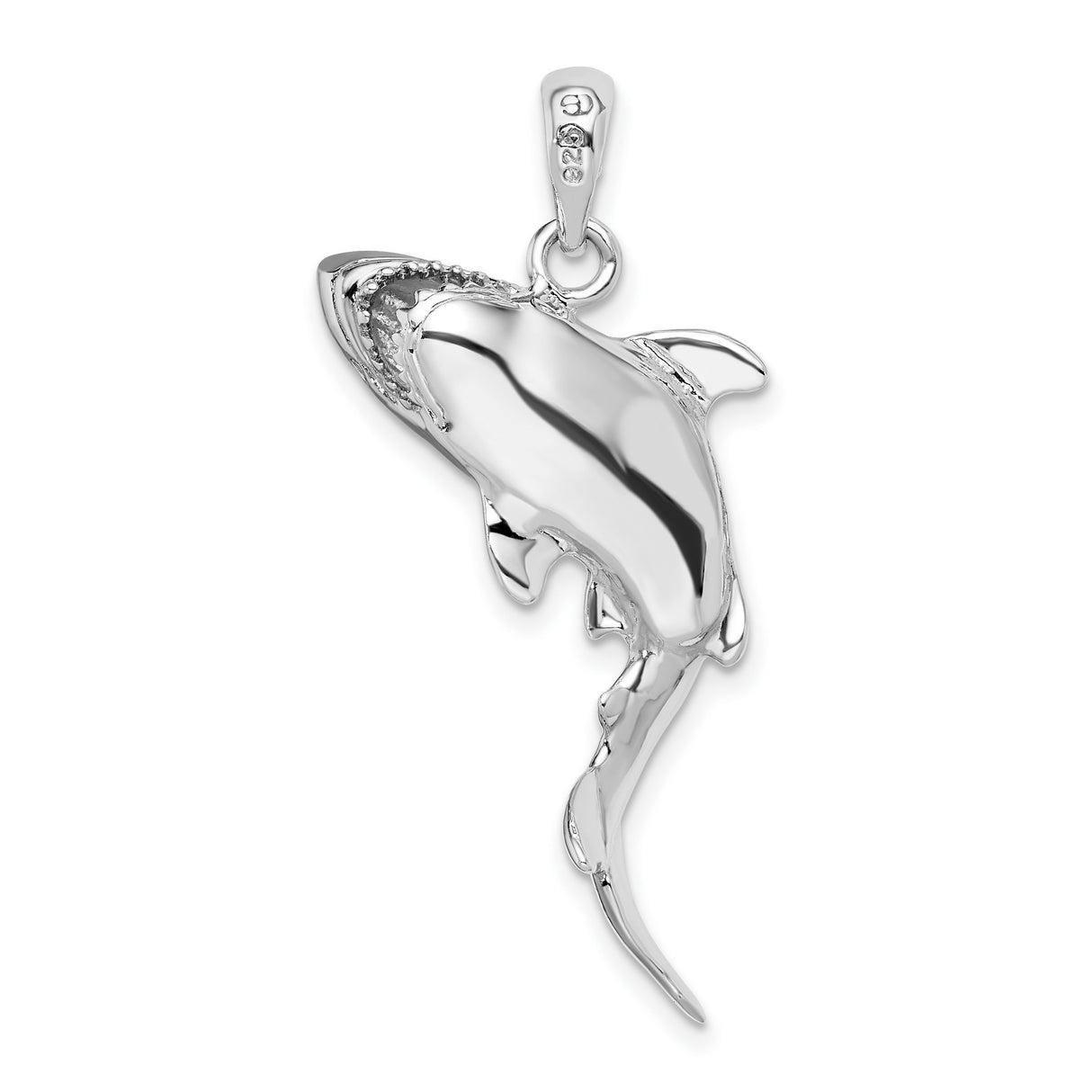 Sterling Silver Hammerhead Shark Pendant, 3D Ocean-Inspired Nautical Charm for Men and Women