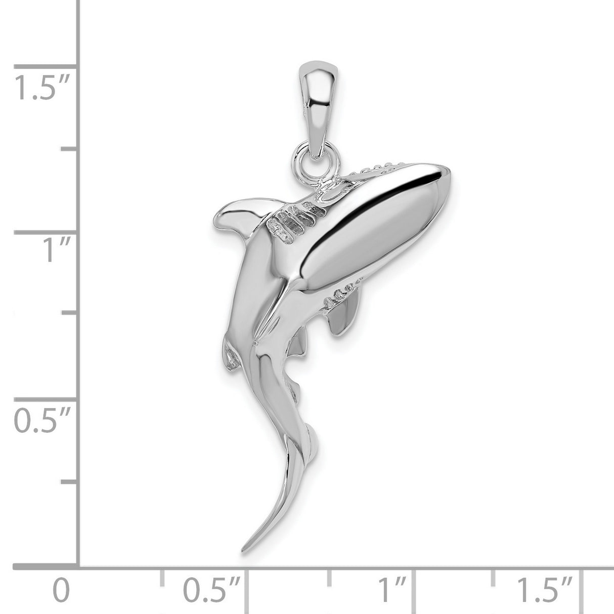 Sterling Silver Hammerhead Shark Pendant, 3D Ocean-Inspired Nautical Charm for Men and Women
