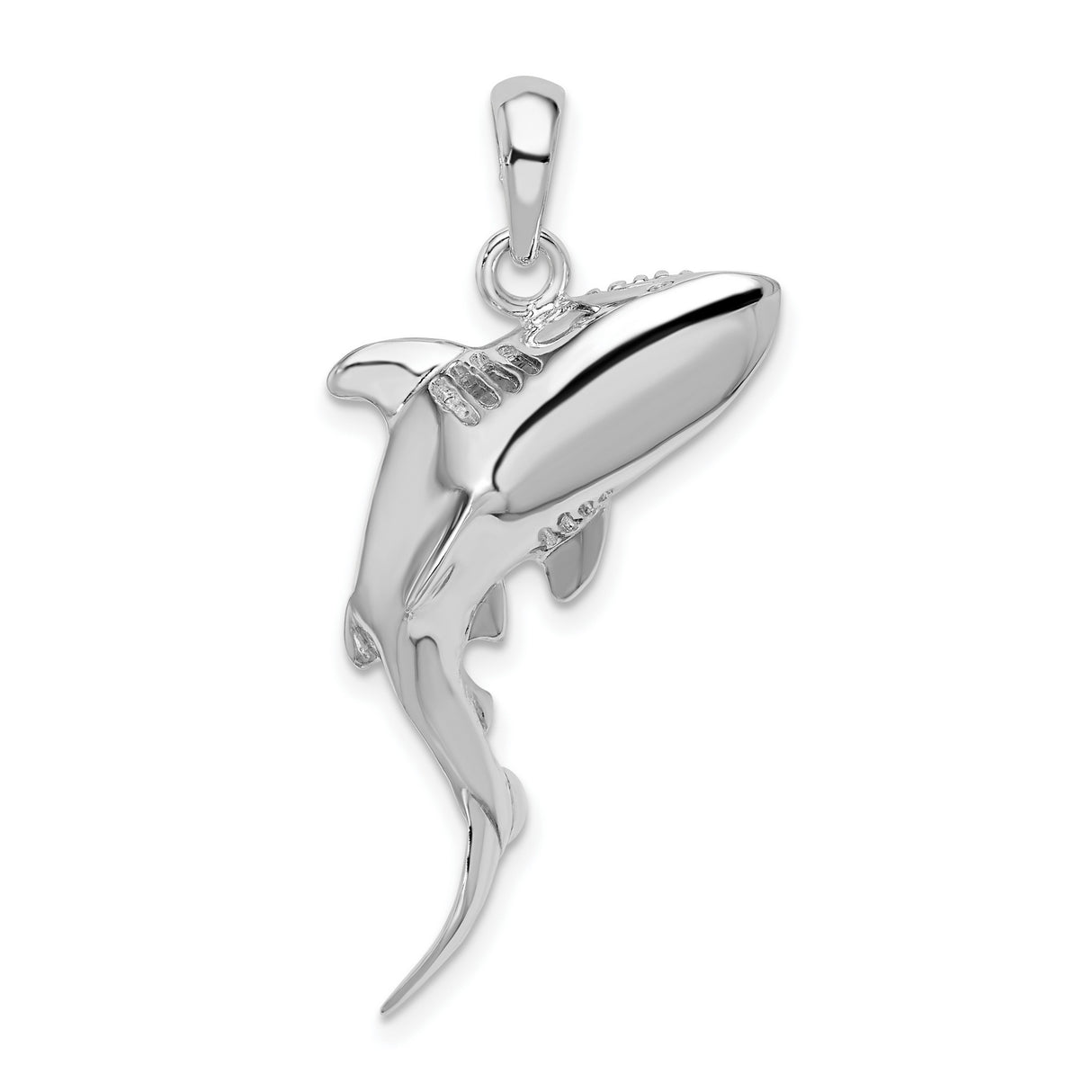 Sterling Silver Hammerhead Shark Pendant, 3D Ocean-Inspired Nautical Charm for Men and Women