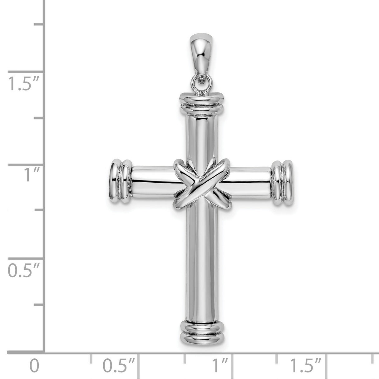 Sterling Silver Cross Pendant, Mirror Finish Modern Latin Style Faith Jewelry for Men and Women