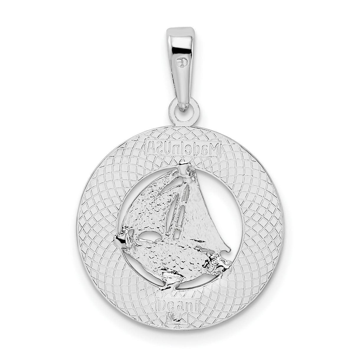 Sterling Silver Sailboat Pendant with Long Beach Island NJ Engraving, Nautical Jewelry