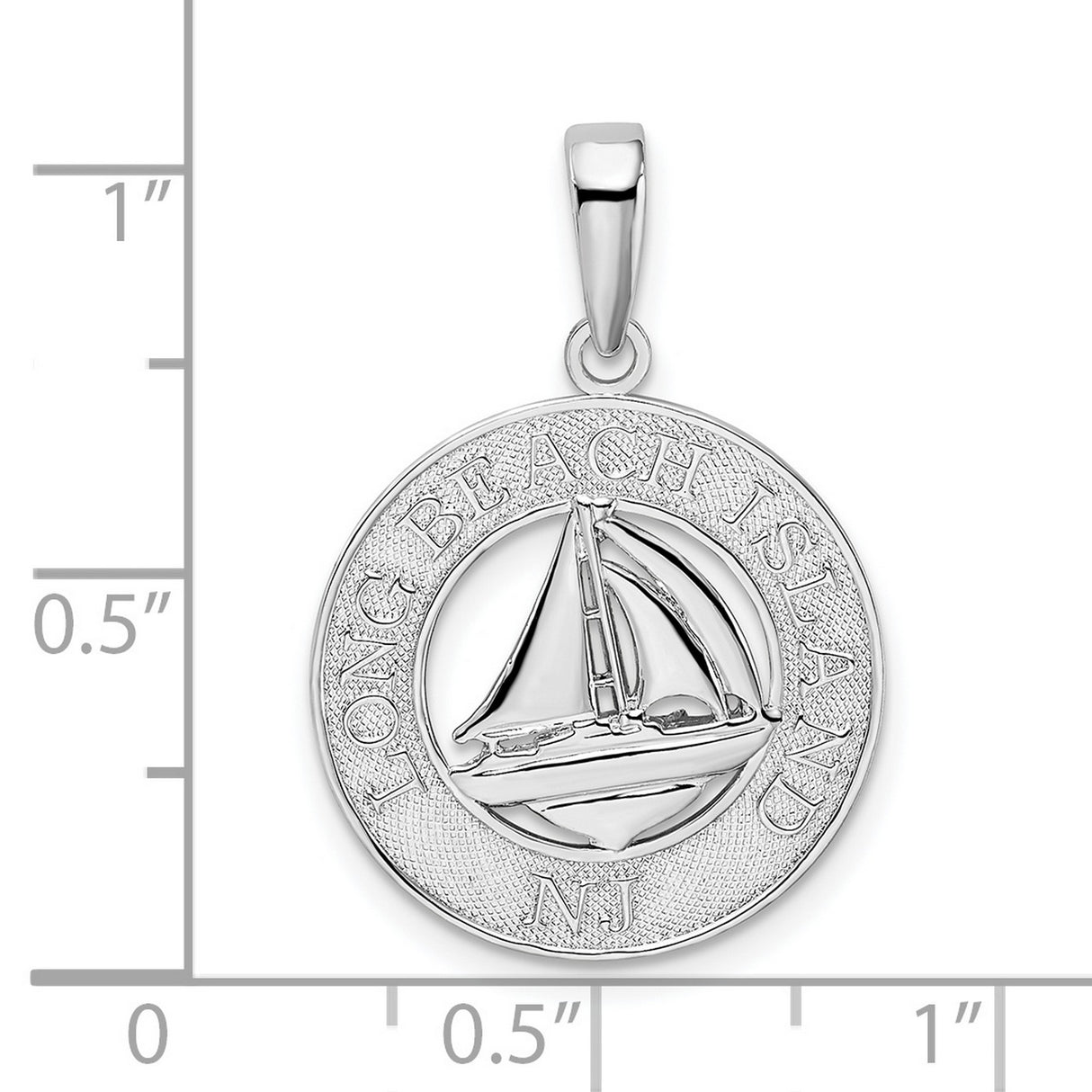 Sterling Silver Sailboat Pendant with Long Beach Island NJ Engraving, Nautical Jewelry
