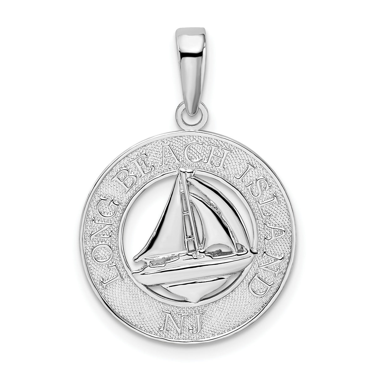 Sterling Silver Sailboat Pendant with Long Beach Island NJ Engraving, Nautical Jewelry