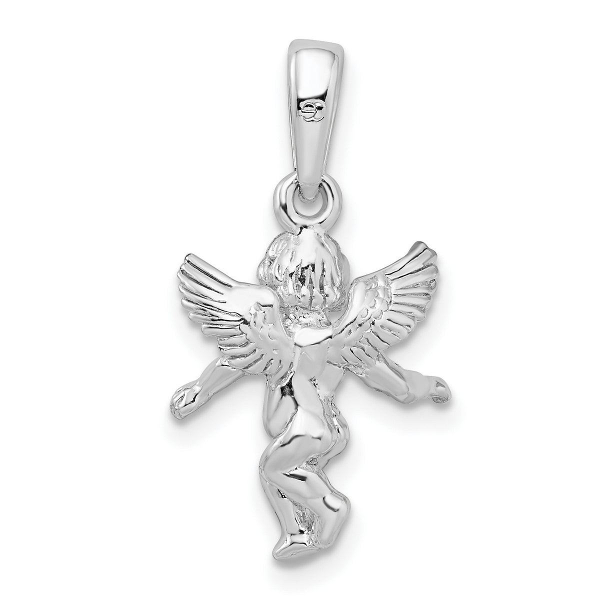 Sterling Silver Cherub Angel Pendant with Wings, Symbol of Faith and Protection