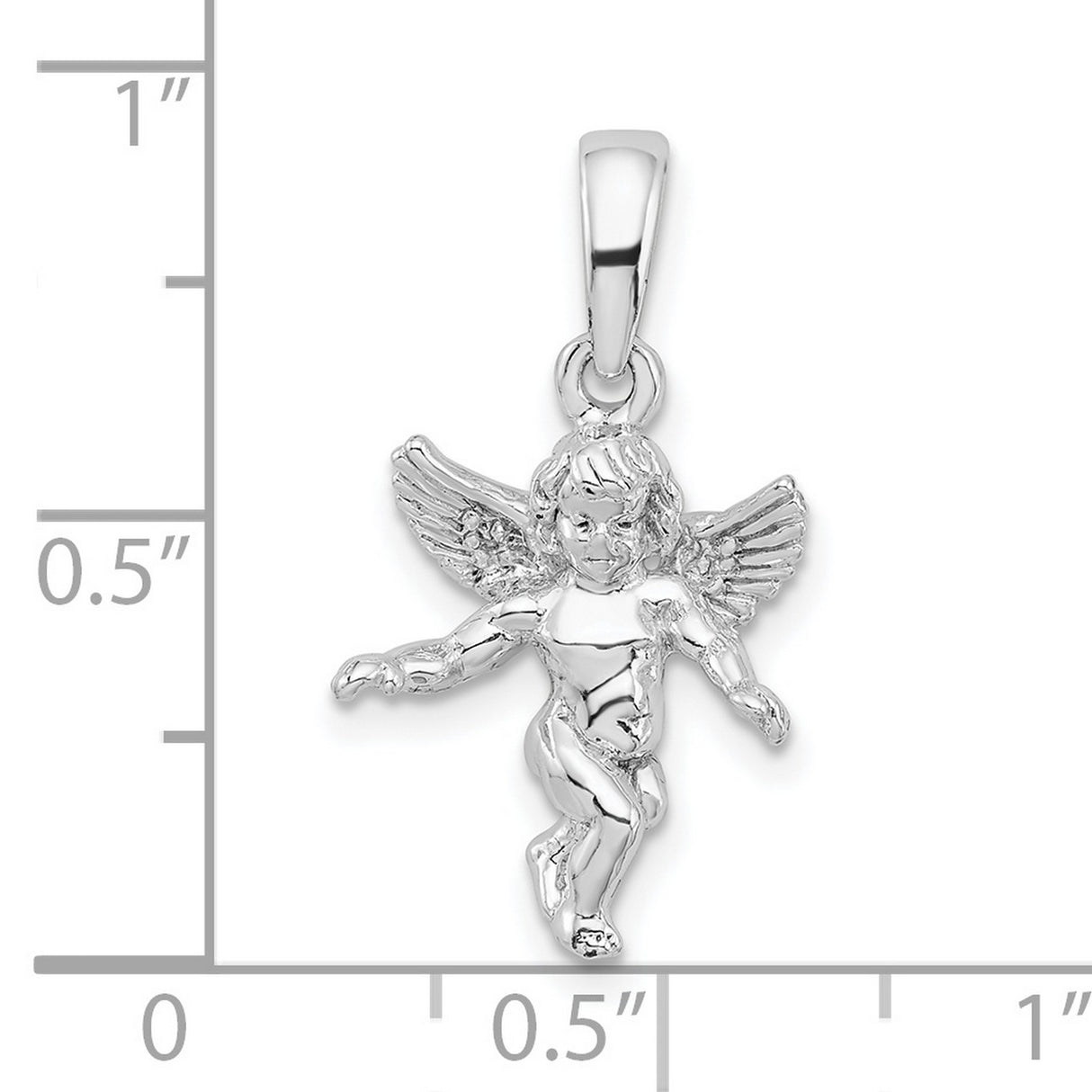 Sterling Silver Cherub Angel Pendant with Wings, Symbol of Faith and Protection