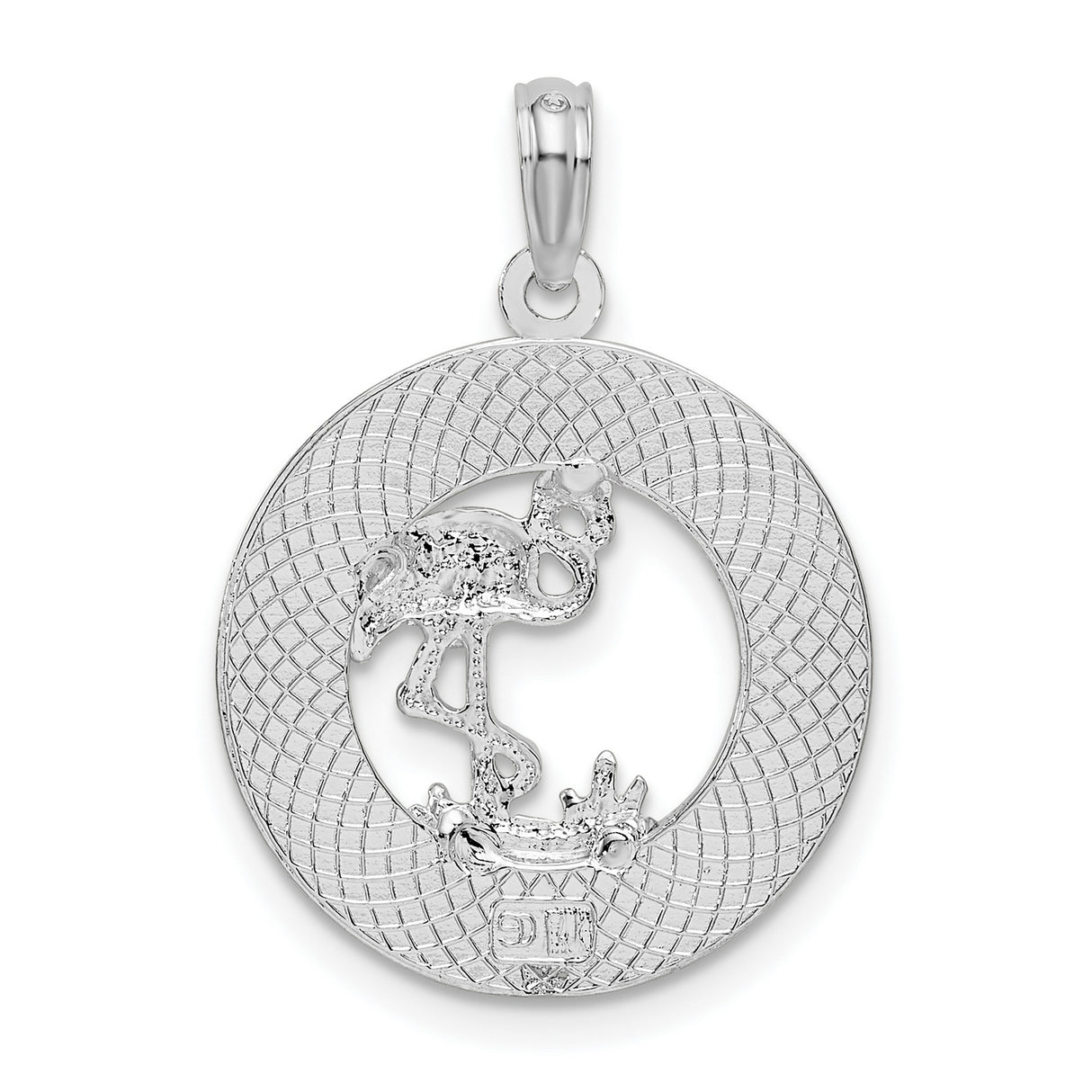 Sterling Silver Flamingo Pendant with Turks and Caicos Engraving, Tropical Island Souvenir Jewelry